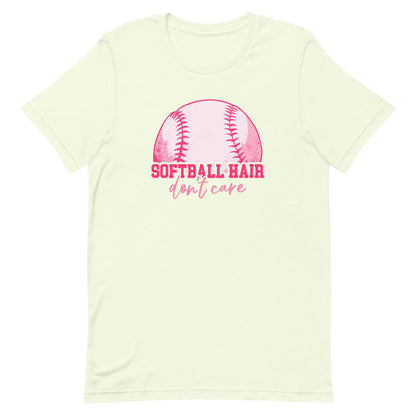 Softball Hair Don't Care Pink | Adult T-Shirt