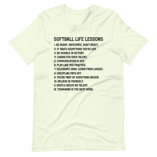 Softball Life Lessons | Adult T-Shirt