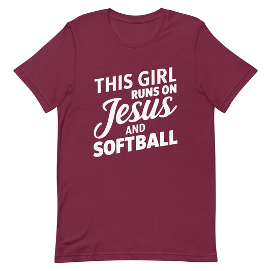 Jesus and Softball Girl | Adult T-Shirt