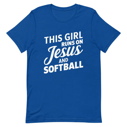 Jesus and Softball Girl | Adult T-Shirt